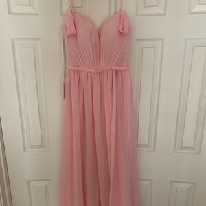 Tulle and Chantilly pink blush bridesmaid dress